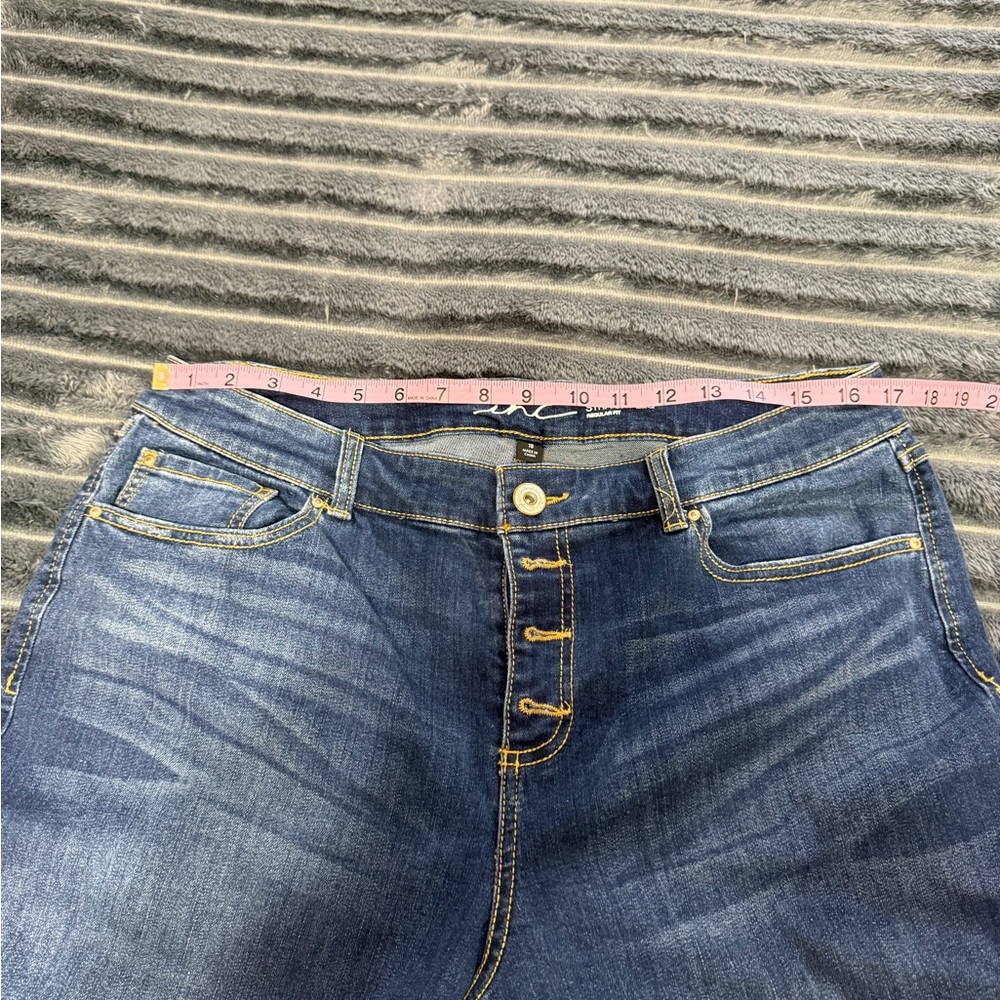 INC International Concepts Blue Frayed Wide Leg Jeans - Picture 3 of 7